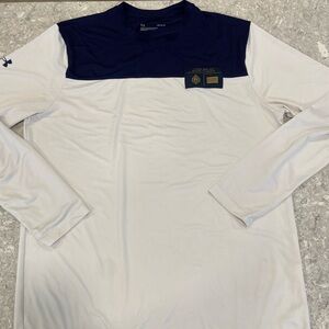 Navy Midshipmen Under Armour Heat Gear Men's White and Blue Long Sleeve Shirt-Lg